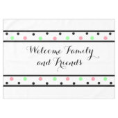 ウェルカムフレンズピンクグリーン水玉模様 テーブルクロス (正面(横))