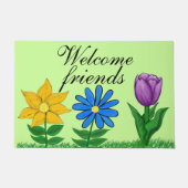 ウェルカムフレンズフローラドアマット ドアマット (正面)