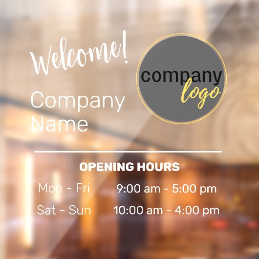 ウェルカムフレンドリーストアショップ時間ホワイト文字ロゴ ウィンドウサイン (シート2)