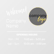 ウェルカムフレンドリーストアショップ時間ホワイト文字ロゴ