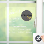 ウェルカムフレンドリーストアショップ時間ホワイト文字ロゴ ウィンドウサイン (ホーム)