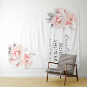 ウェルカムフローラ牡丹赤面ピンクブライダルシャワー タペストリー (インサイチュ(横))