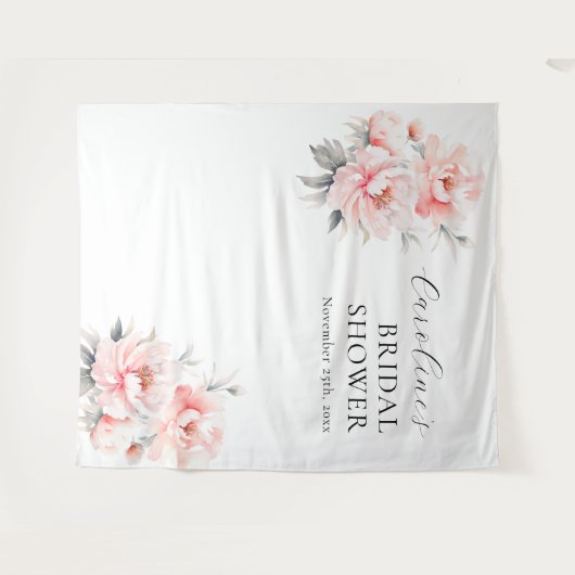 ウェルカムフローラ牡丹赤面ピンクブライダルシャワー タペストリー (正面(横))