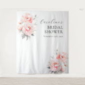 ウェルカムフローラ牡丹赤面ピンクブライダルシャワー タペストリー (正面)