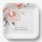 ウェルカムフローラ牡丹赤面ピンクブライダルシャワー ペーパープレート (正面)
