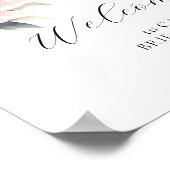 ウェルカムフローラ牡丹赤面ピンクブライダルシャワー ポスター (角)