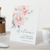 ウェルカムフローラ牡丹赤面ピンクブライダルシャワー 台座サイン (インサイチュ)