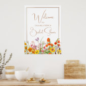 ウェルカムブライダルシャワーカラフルワイルドフラワーカントリー ポスター (キッチン)