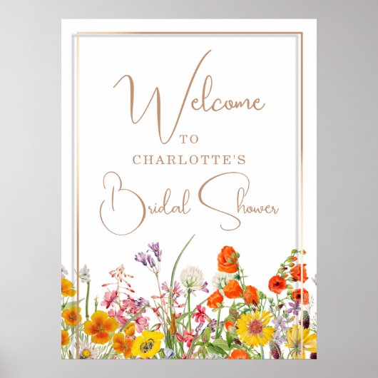 ウェルカムブライダルシャワーカラフルワイルドフラワーカントリー ポスター (正面)