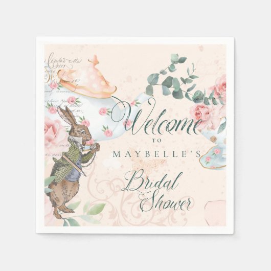 ウェルカムブライダルシャワーヴィンテージアリスinワンダーランド スタンダードカクテルナプキン (正面)