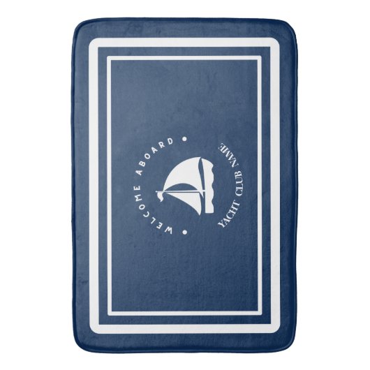 ウェルカムブルーいかり航海のセーリングボートDIY名 バスマット (正面縦)