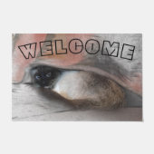 ウェルカムブルーアイドシャメッセンキットアンダーブランケット ドアマット (正面)