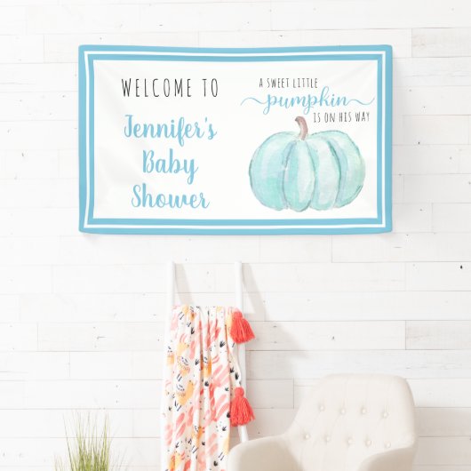 ウェルカムブルースウィートリトルカンプキンベビーシャワー 横断幕 (インサイチュ)