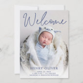 ウェルカムブルーフォト誕生のお知らせ 招待状 (正面)