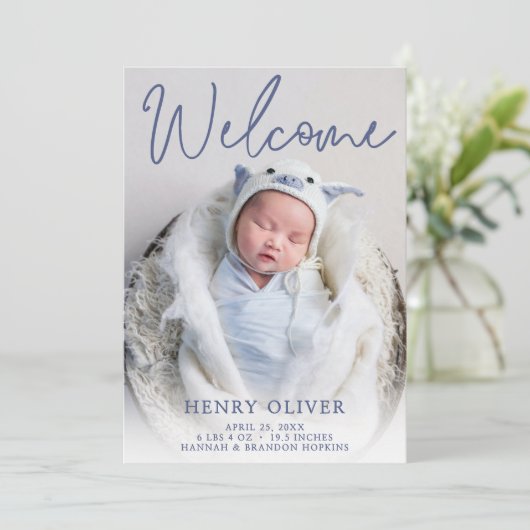 ウェルカムブルーフォト誕生のお知らせ 招待状 (スタンド正面)