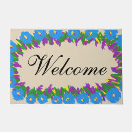ウェルカムブルーフローラドアマット ドアマット