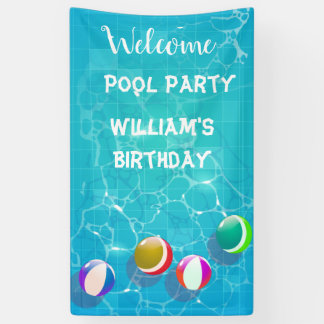 ウェルカムプールパーティー誕生日バナー 横断幕