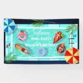 ウェルカムプールパーティー誕生日バナー 横断幕 (横)