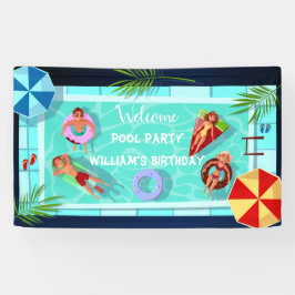ウェルカムプールパーティー誕生日バナー 横断幕