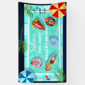 ウェルカムプールパーティー誕生日バナー 横断幕 (縦)