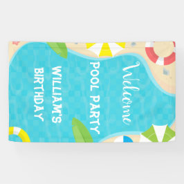 ウェルカムプールパーティー誕生日バナー 横断幕