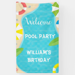 ウェルカムプールパーティー誕生日バナー 横断幕