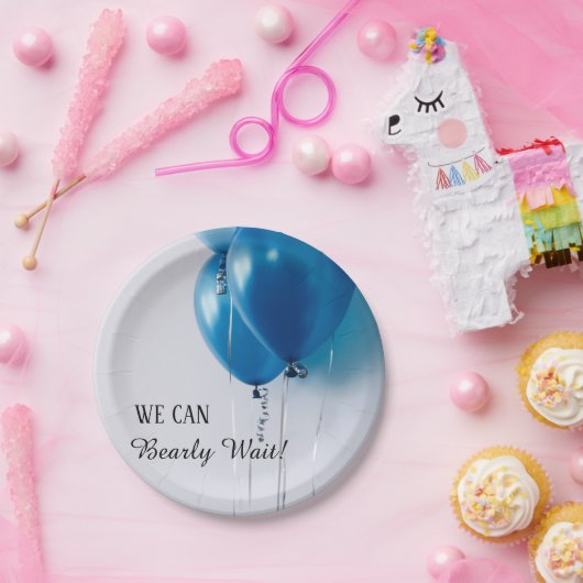 ウェルカムベイビーボーイ シャワー ペーパー プレート ほとんど待つことができない (パーティー)