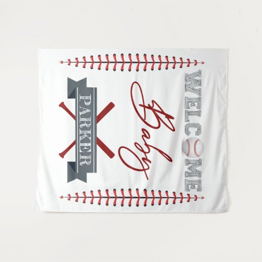 ウェルカムベイビー パーソナライズドベイビーシャワー タペストリー (正面(横))