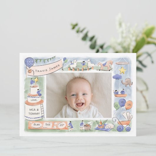 ウェルカムベビーお祝い | アナウンスカード 案内状 (スタンド正面)