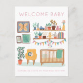 ウェルカムベビーかわいい子供部屋男女兼用おめでとう ポストカード (正面)