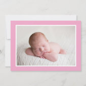 ウェルカムベビーガールかわいらしフォトピンク誕生 案内状 (裏面)