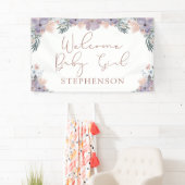 ウェルカムベビーガールウォーターフローラ パーソナライズされた 横断幕 (インサイチュ)