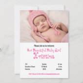 ウェルカムベビーガールシャワーフォトパーティの招待状 招待状 (正面)