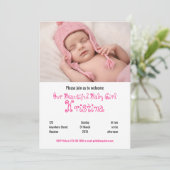 ウェルカムベビーガールシャワーフォトパーティの招待状 招待状 (スタンド正面)