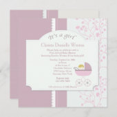 ウェルカムベビーガールシャワー招待状 招待状 (正面/裏面)