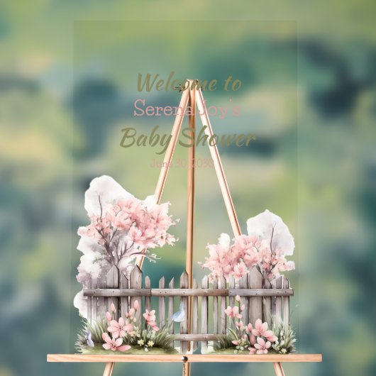 ウェルカムベビーガールシャワー アクリルサイン (ニュートラル)