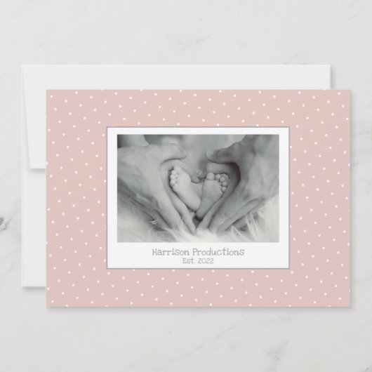 ウェルカムベビーガールフォトコラージュ誕生 案内状 (裏面)