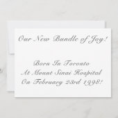 ウェルカムベビーガールフォト誕生 案内状 (裏面)