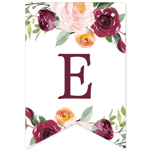 ウェルカムベビーガールブルゴーニュ秋フローラシャワー バンティングフラッグ (第2の旗)