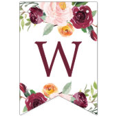 ウェルカムベビーガールブルゴーニュ秋フローラシャワー バンティングフラッグ (第1の旗)