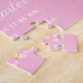 ウェルカムベビーガールブルーかわいい生まれたばかりの写真ギフト ジグソーパズル (側面)