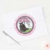 ウェルカムベビーガールマママベアアンドカブパーソナライズされた ラウンドシール (封筒)