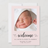 ウェルカムベビーガール写真誕生 案内状 (正面)