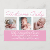 ウェルカムベビーガール生まれたばかりのフォトピかわいらしンク ポストカード (正面)