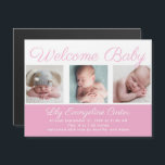 ウェルカムベビーガール生まれたばかりのフォトピンクマグネット<br><div class="desc">ようこそベビー。ピンクかわいらしの赤ちゃん女の子の写真の誕生発表マグネットあなたの甘い写真コラージュの上に美しいカードのタイポグラフィ生まれたばかりのと。</div>