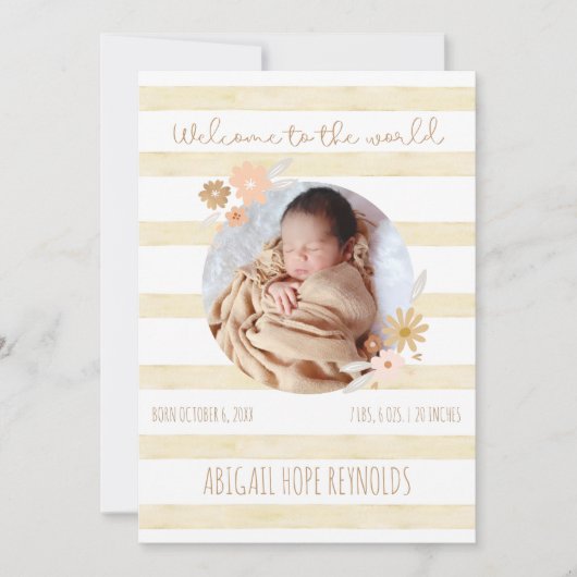 ウェルカムベビーガール誕生写真のお知らせ (正面)