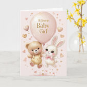 ウェルカムベビーガール カード (黄色い花)