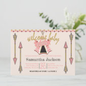 ウェルカムベビーガール – Teepee and Arrows 招待状 (スタンド正面)