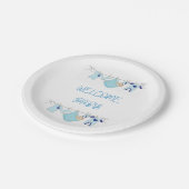 ウェルカムベビークロスライン紙プレート-男の赤ちゃん ペーパープレート (アングル)