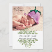 ウェルカムベビーグリーンリーフォト誕生 案内状 (正面)